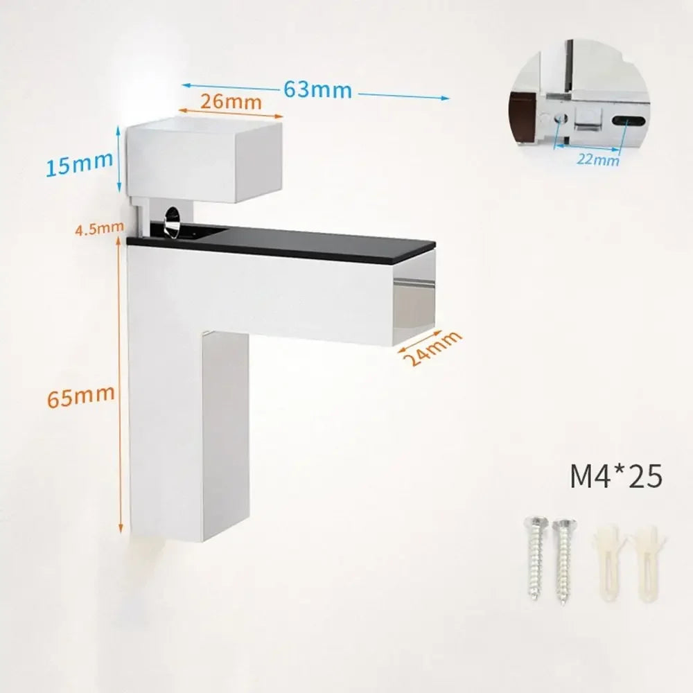 Wall Mount Glass Shelf Holder Adjustable Frameless Zinc Alloy Brackets Wardrobe Cupboard Door Clamp Furniture Accessories