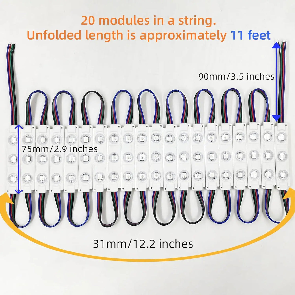 200PCS UL Listed RGB LED Module Kit, 110FT 5050 SMD LED Module Lights IP65 for Signs Storefront  Window Advertising Décor