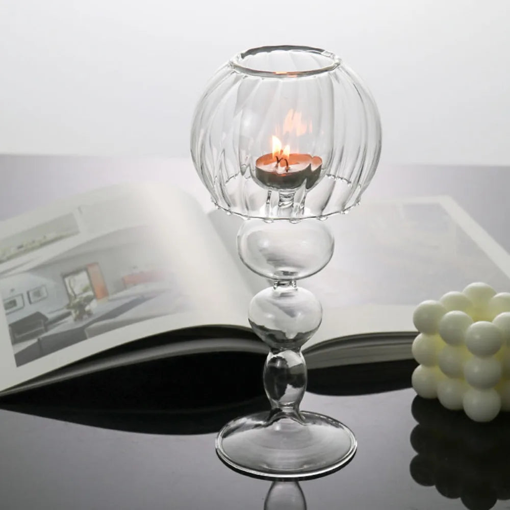 Nordic Style Transparent Glass Candle Holder Romantic Wedding Decoration Modern Candle Holder Home Table Centerpiece Decor