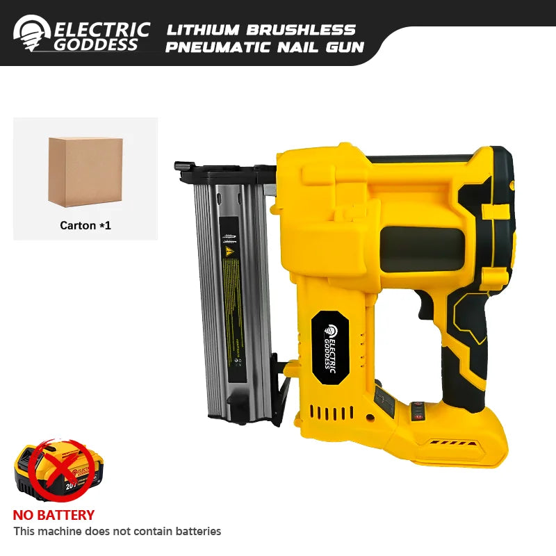 50mm Brushless Electric Nail Gun Depth Adjustment Nailer Stapler F50 Furniture Staple Gun For Dewalt 20V Battery Pin