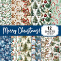 Christmas Scrapbook Paper Pad 12 Sheets 6x6 Glitter Confetti Snowflake Single-sided Prints Cardstock 160gsm Acid-free Decorative