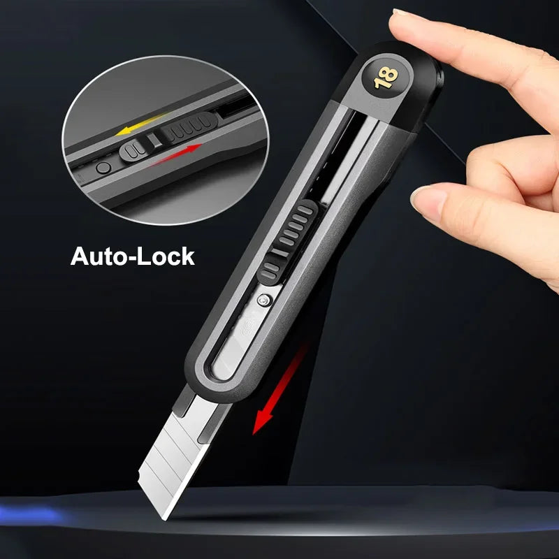 Deli Utility Knife Portable Pocket Box Cutter Retractable Paper нож 18MM 9MM Metal Blade for Office School Stationery Supplies