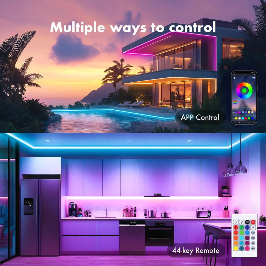 LED Neon Rope Lights 50ft RGB Strip Lights App Remote Control Music Sync Flexible Neon Strip Lights for Bedroom Outdoors Decor