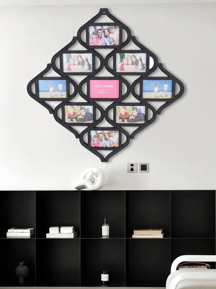 4x6In Wall Photo Frame Collage Reusable 9 Grid Photo Frame Creative Photo Frame for for Wall Decoration and Photo Display