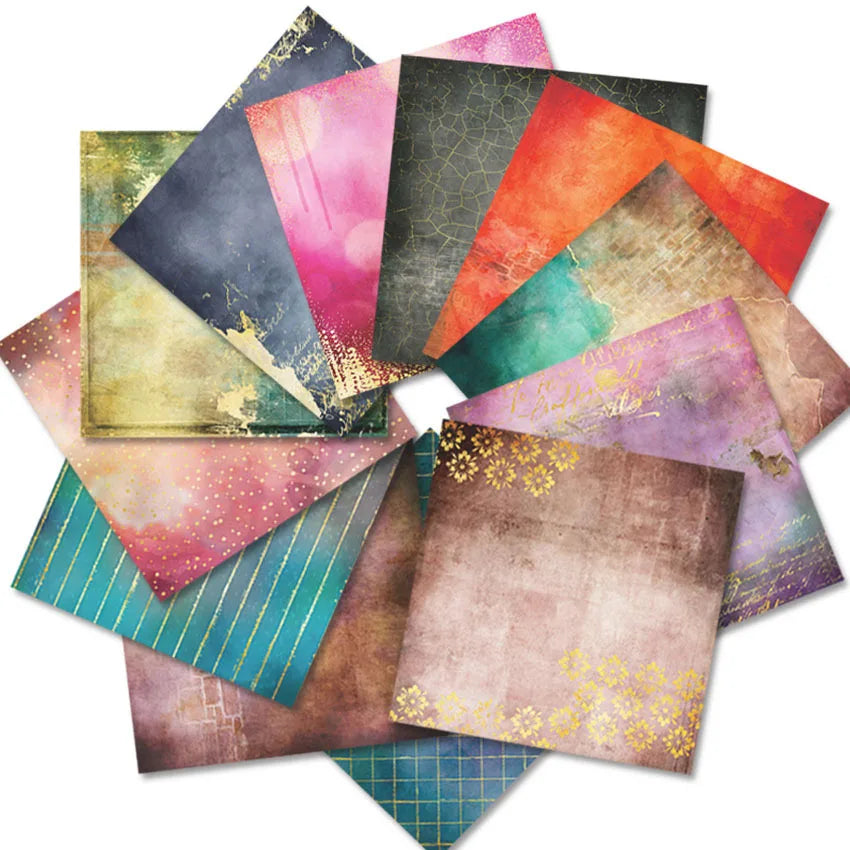 24 Sheets 30x30cm Craft Scrapbooking Paper Pad Watercolored Single-Side Printing Junk Journal Cardstock Supplies for Card
