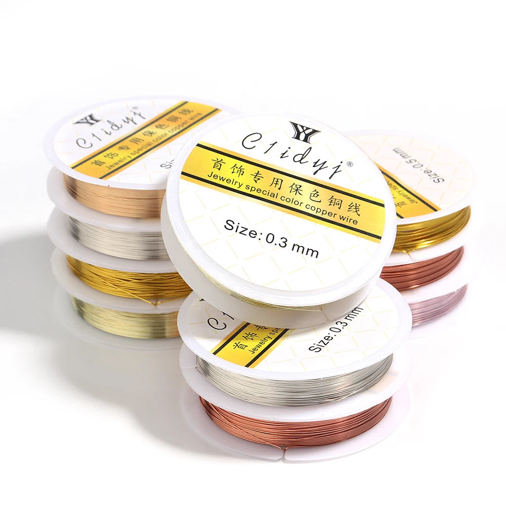 1Roll Gold Color Copper Wire 0.2/0.3/0.4/0.5/0.6/0.7/0.8/1.0mm Beading Cord Wire DIY For Beads Jewelry Making Accessories