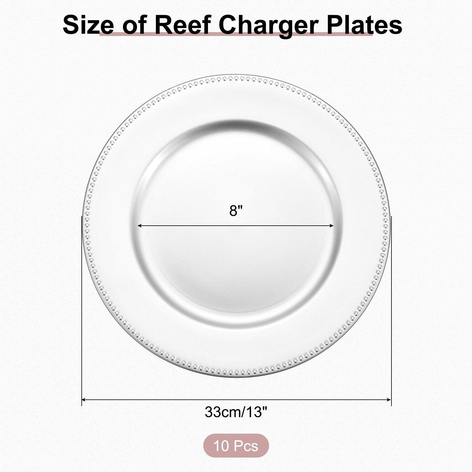 10pcs Charger Plates Bulk 13 Inch Plastic Charger Plates Round Plate Charger for Dinner Wedding Party Event Table Setting Decor