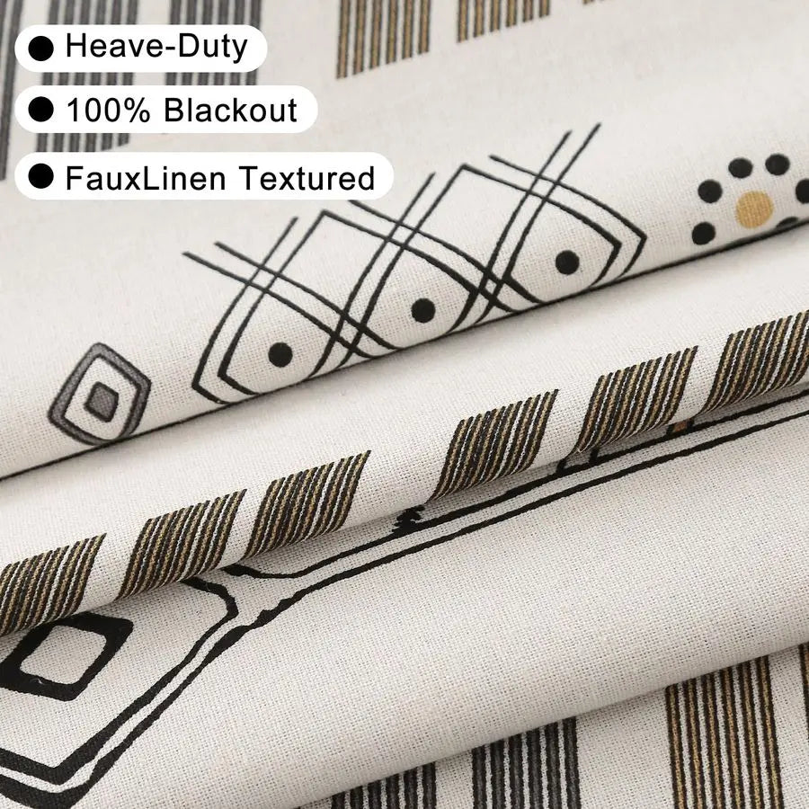 100 Boho Blackout Curtains 2 Panels 63 Inch Black White Western Southwest Aztec Thermal Black Out Patterned Curtain Drapes for L