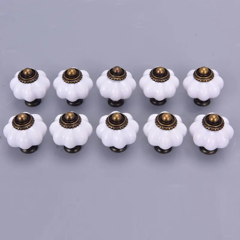 10pcs Vintage Furniture Handle Door Knobs Drawer Cupboard Pull Handle Pumpkin