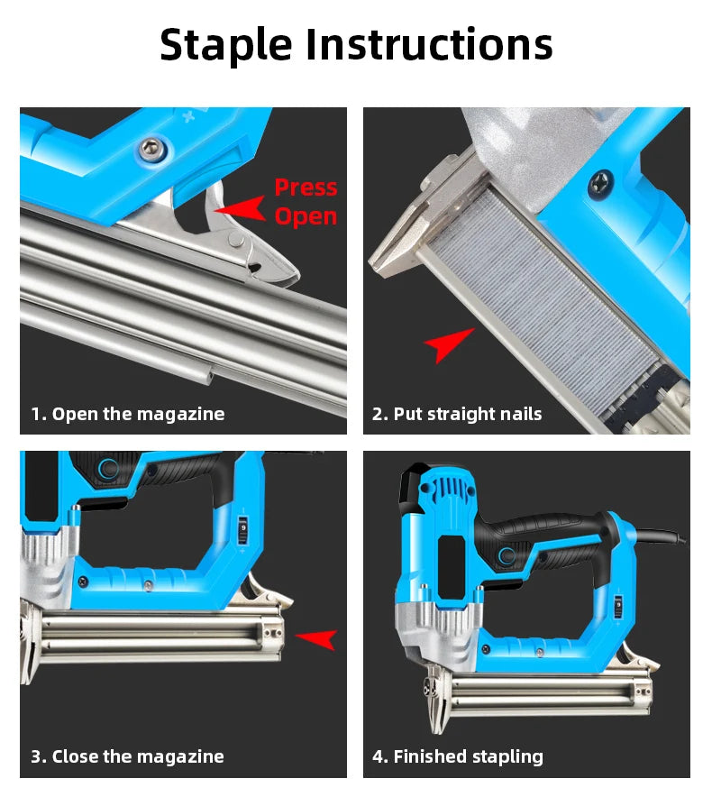 2300W Electric Nailer F30/F25/F20/F15 Electric Straight Staple Nail Gun 220V Woodworking Tool Furniture Tacker Stapler