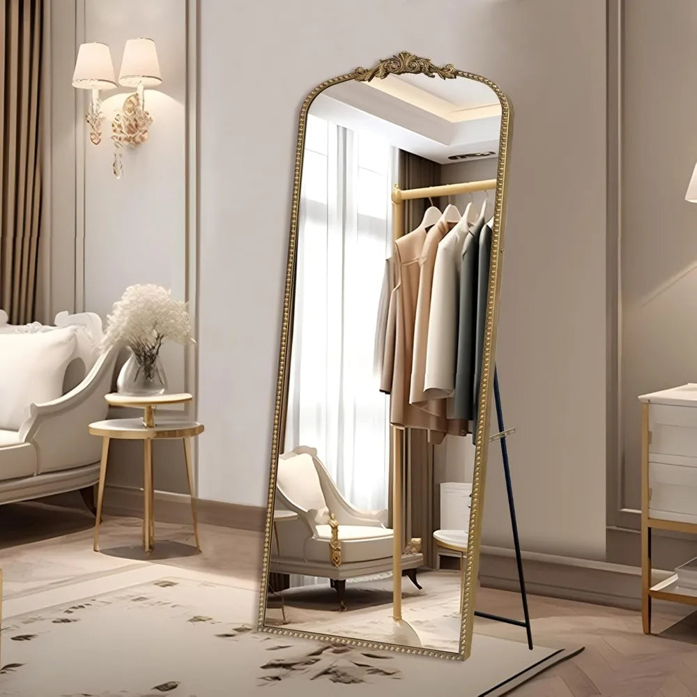 Antique Vintage Gold Baroque Full Length Mirror,71''x30'' Full Body Floor Mirror w/Free Standing, Wall-Mounted or Leaning