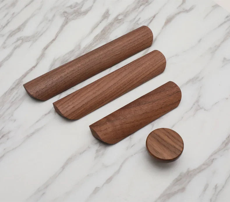 Natural Wood Furniture Handles Kitchen Door Knobs Cabinets Pulls Beech Wooden Handles for Cabinet and Drawers Furniture Hardware