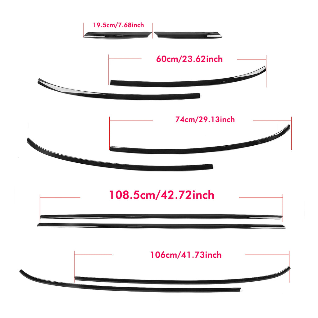 For Mini Cooper S F56 2-Door 2014-2021 Window Exterior Decorative Moulding Trim Gloss Black Weatherstrip Seal Strip