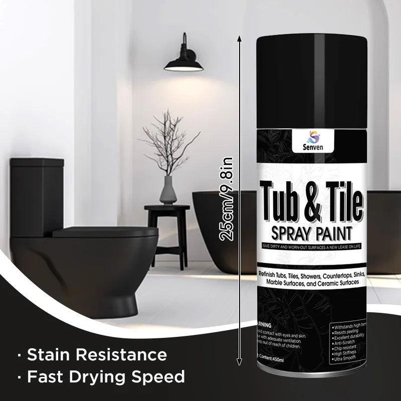 Tub and Tile Spray Paint Black Gloss Aerosol Spray Tile Paint Bathtub Refinishing Kit for Tiles Ceramic Porcelain