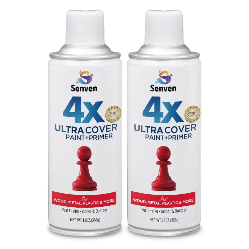 Senven 2 Packs of 26OZ Multi-sided Red Spray Paint Sets Paint + Primer 5 Times Stronger Adhesion Anti-rust Odorless Formula