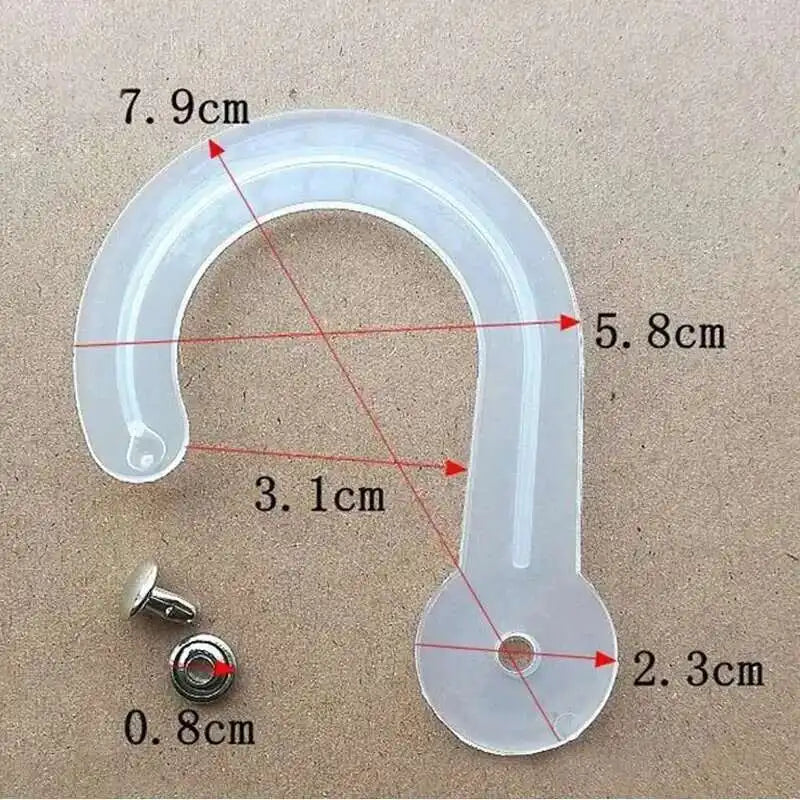 100pcs Big Plastic Header Hooks With Rivets Fabric Leather Sample Head Hanger Giant Hanging J-hook Secured Display Hooks