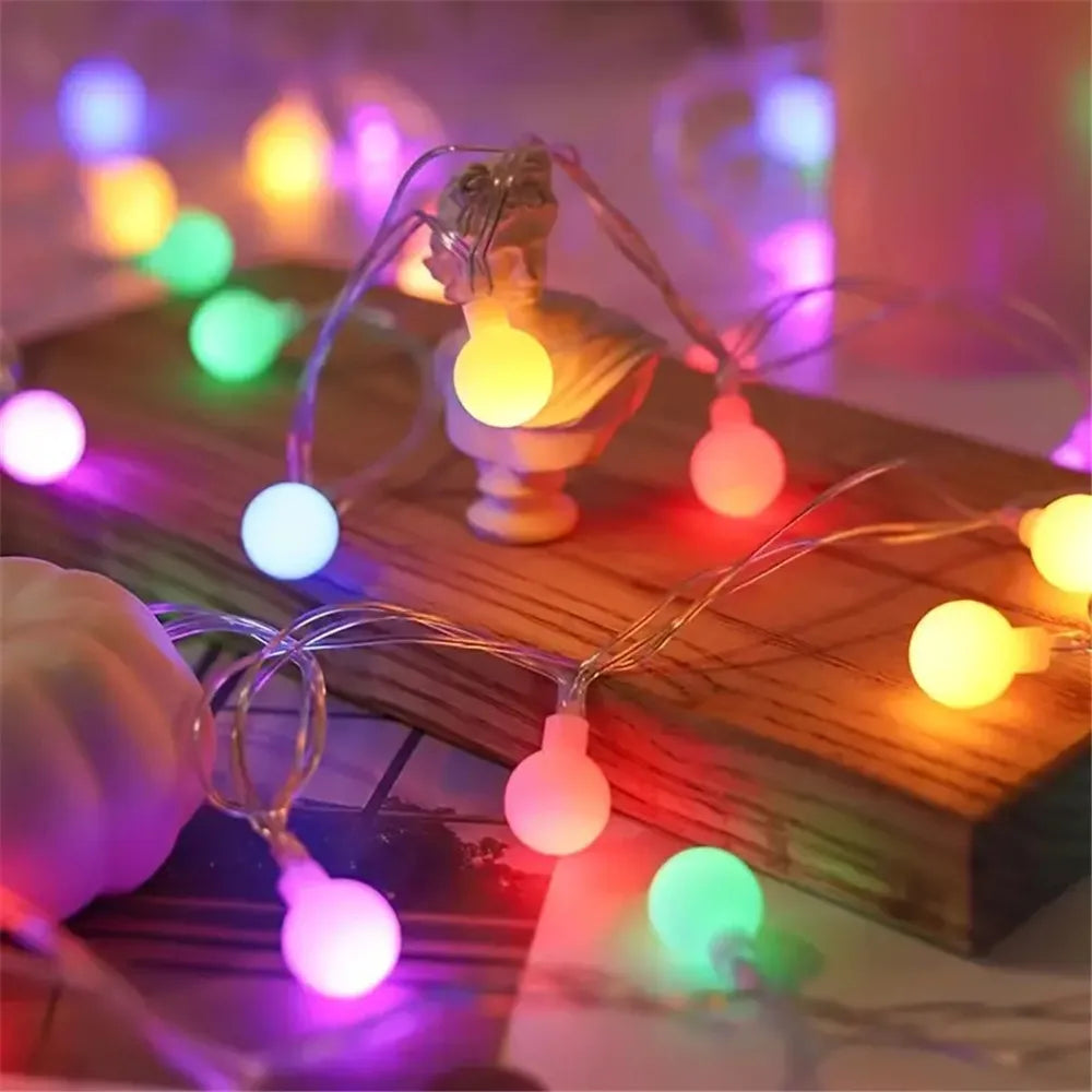 Ball LED String Lights Outdoor Ball Chain Lights Garland Lights Bulb Fairy Lights Party Home Wedding Garden Christmas Decoration