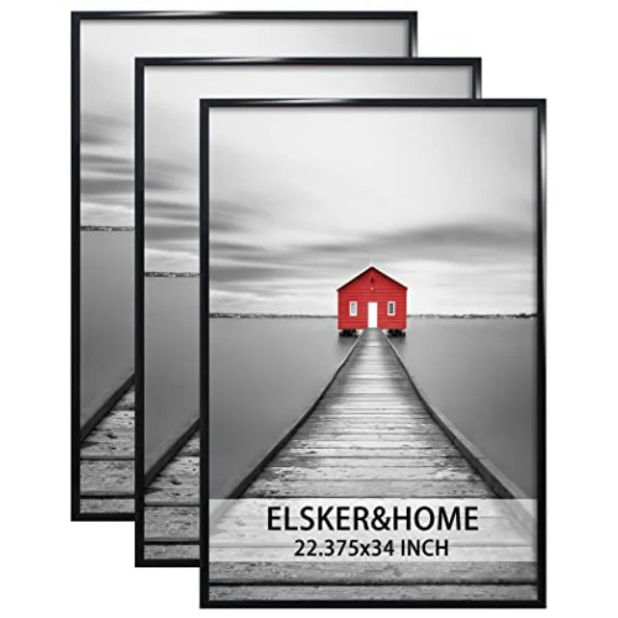 22.375 x 34 Poster Frame 3 Pack Black Picture Frame for Horizontal or Vertical Wall Mounting Sturdy and Scratch-proof
