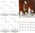 16-Piece Glass Cylinder Vase Set with 24 Floating Candles for Wedding Centerpieces and Home Decor