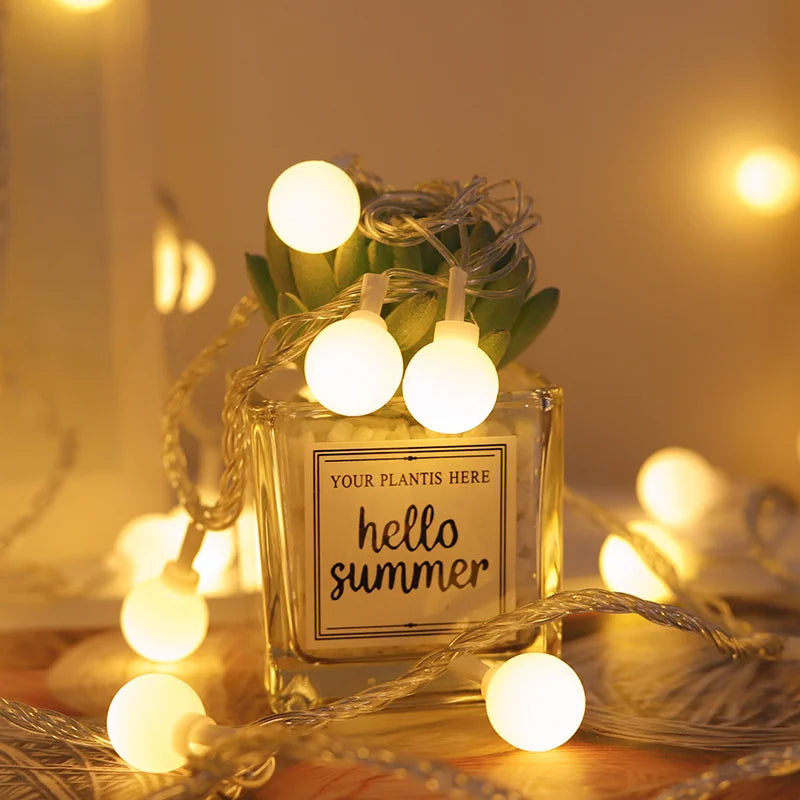 Battery Powered Led Ball String Lights Indoor Globe Fairy Light for Wedding Decorative Light String Tent Christmas Decoration
