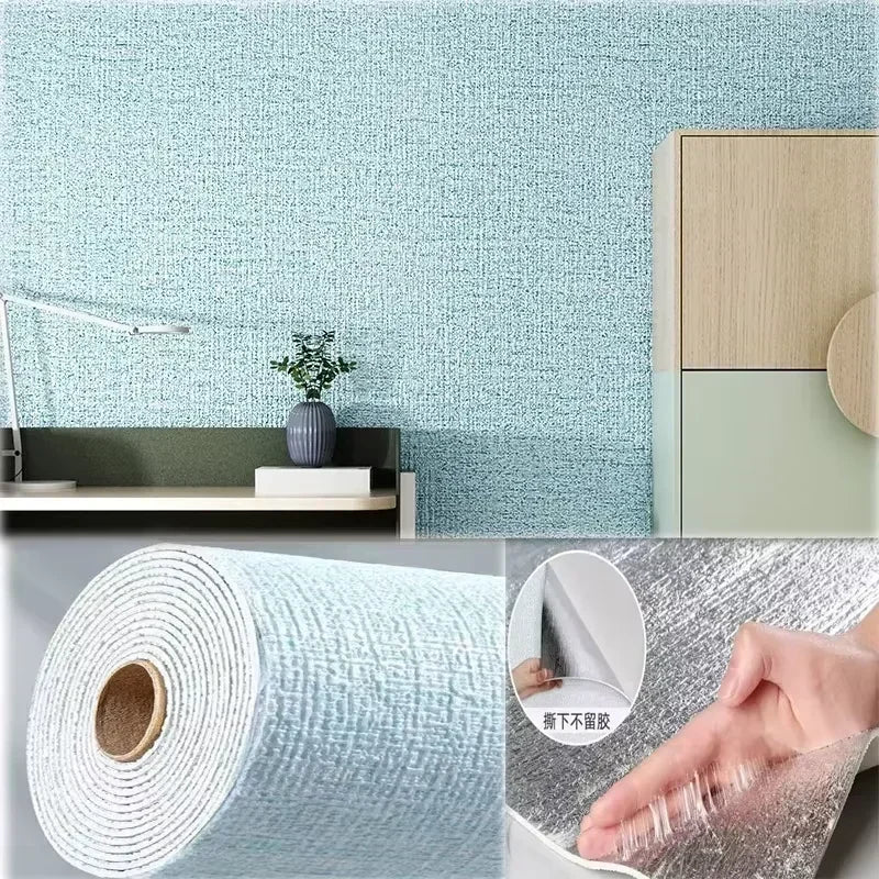 3D Imitation Linen wallpaper Self-adhesive Thickened Background wallpaper Bedroom Renovation Home Decor PVC Foam Wall Sticker