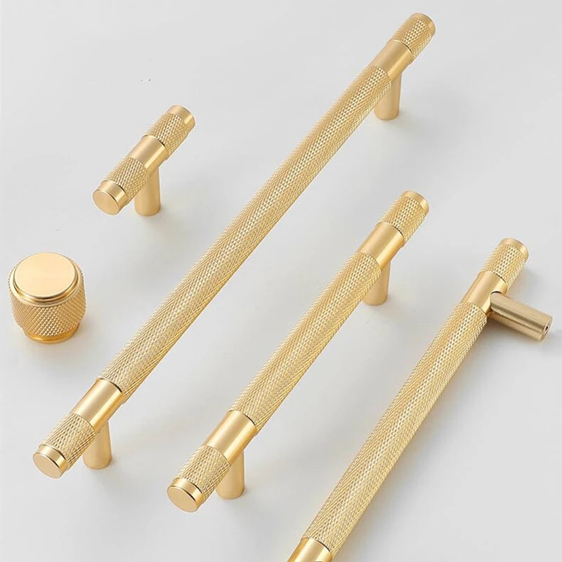 KK&FING Gold Knurled Handles For Cabinet And Drawer Aluminum Alloy Wardrobe Handles Kitchen Cabinet Pulls Knurled Drawer Knobs