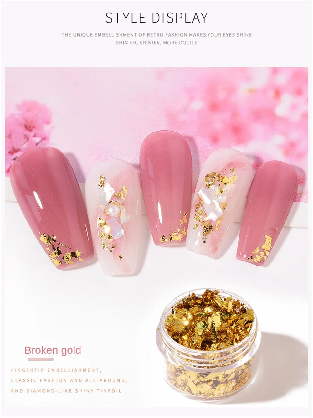 Nail Art Accessories Gold Silver Copper Foil Sequins Glitter Leaf Flake Sheet Bulk Foil Paper For Gilding Manicure Decoration