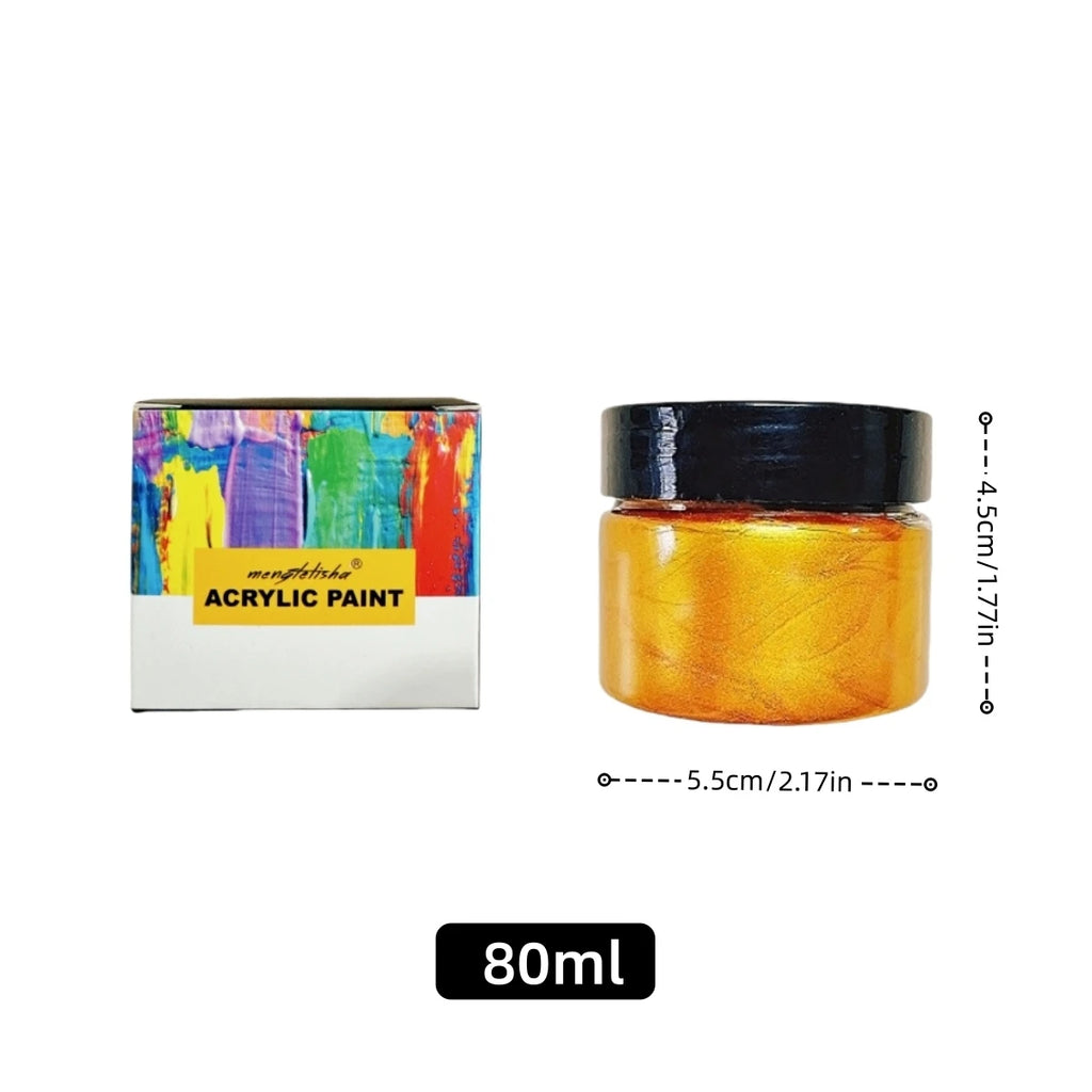 80ml Golden Paint Metal Acrylic Paint Waterproof Pigment Hand Painted Wall Painting Art Pearlescent Pigment Statue Colouring