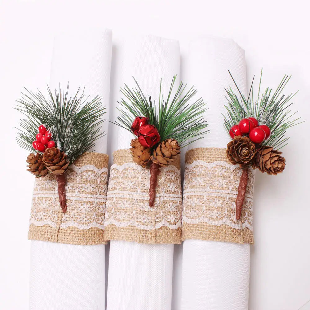 Napkin Rings name Christmas Coconut Table Napkins Holder Wedding metal Red silver Gold Decoration Home 2022 Kitchen Accessories