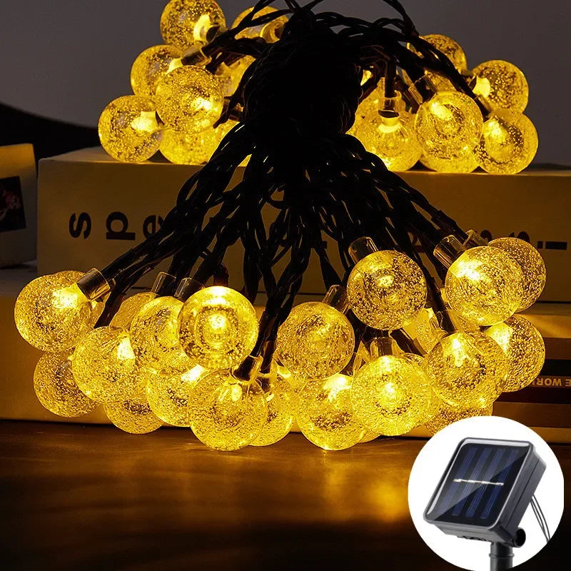 5/7/12m Outdoor LED Crystal Globe Light Solar Fairy Light Solar String Light for Easter Wedding Party Decoration