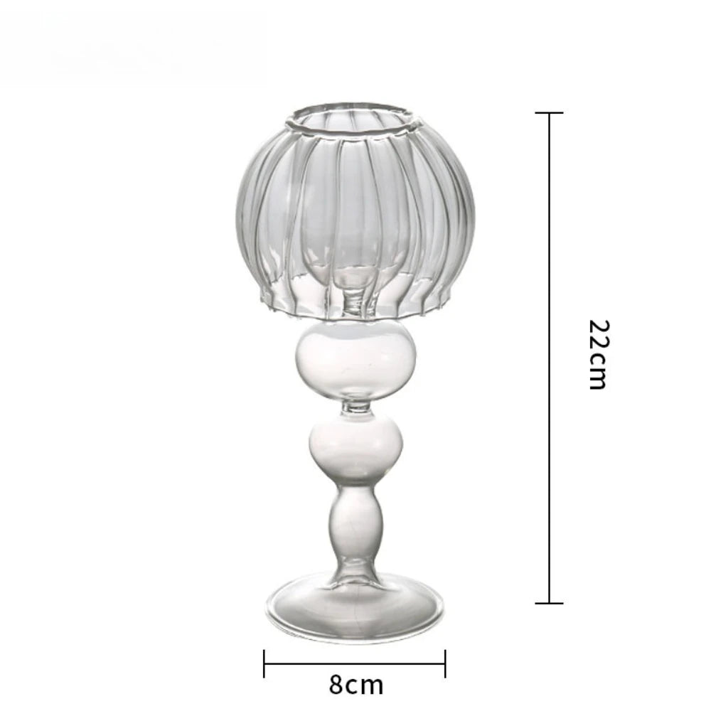 Nordic Style Transparent Glass Candle Holder Romantic Wedding Decoration Modern Candle Holder Home Table Centerpiece Decor