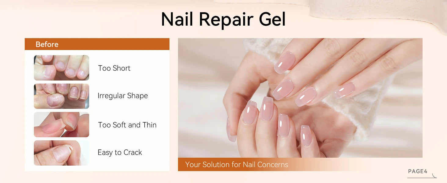 Builder Nail Gel, 7-in-One Clear Builder for Nails, LED Lamp Cured Rubber Base Gel Polish Coat Strengthener Thickening Extension
