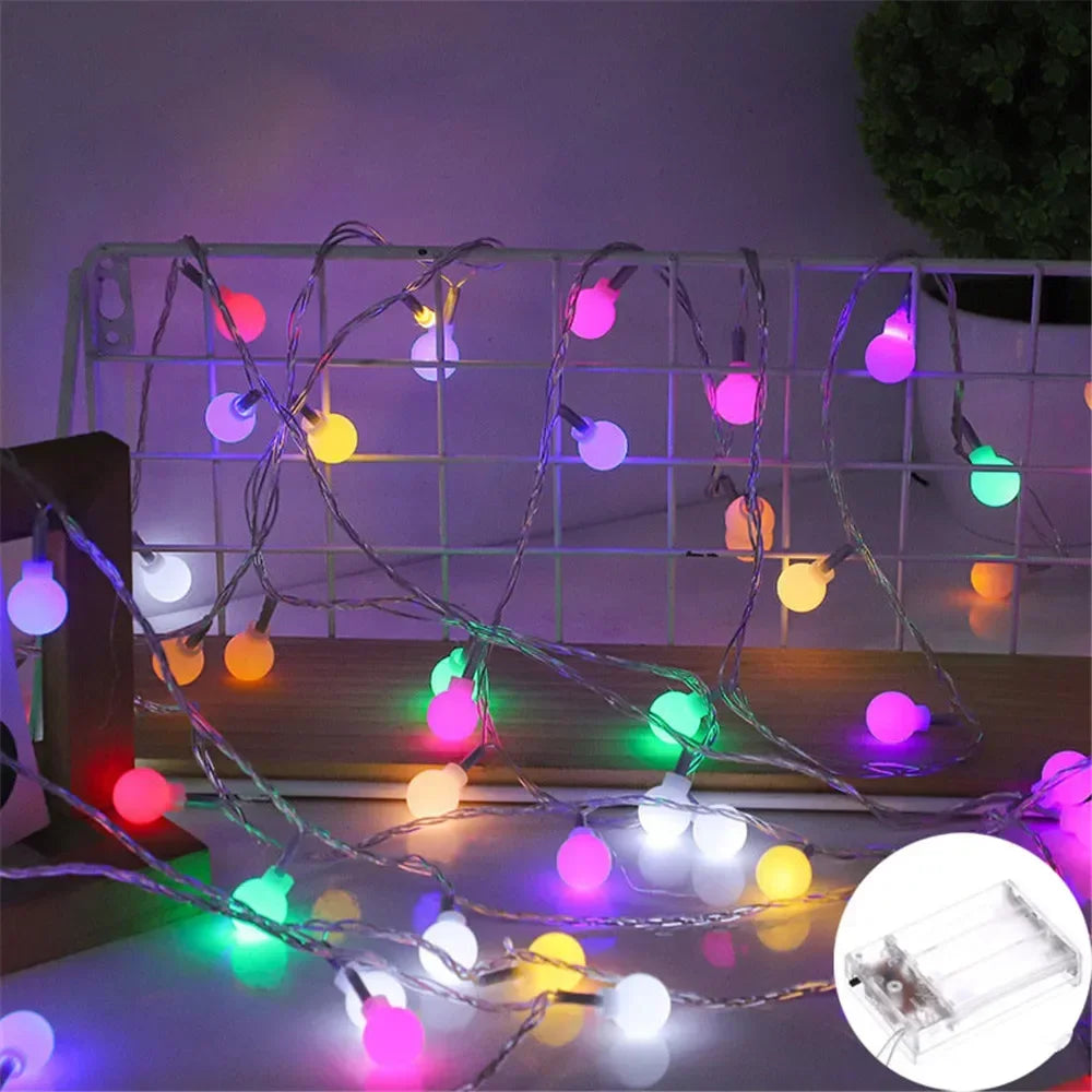 Ball LED String Lights Outdoor Ball Chain Lights Garland Lights Bulb Fairy Lights Party Home Wedding Garden Christmas Decoration