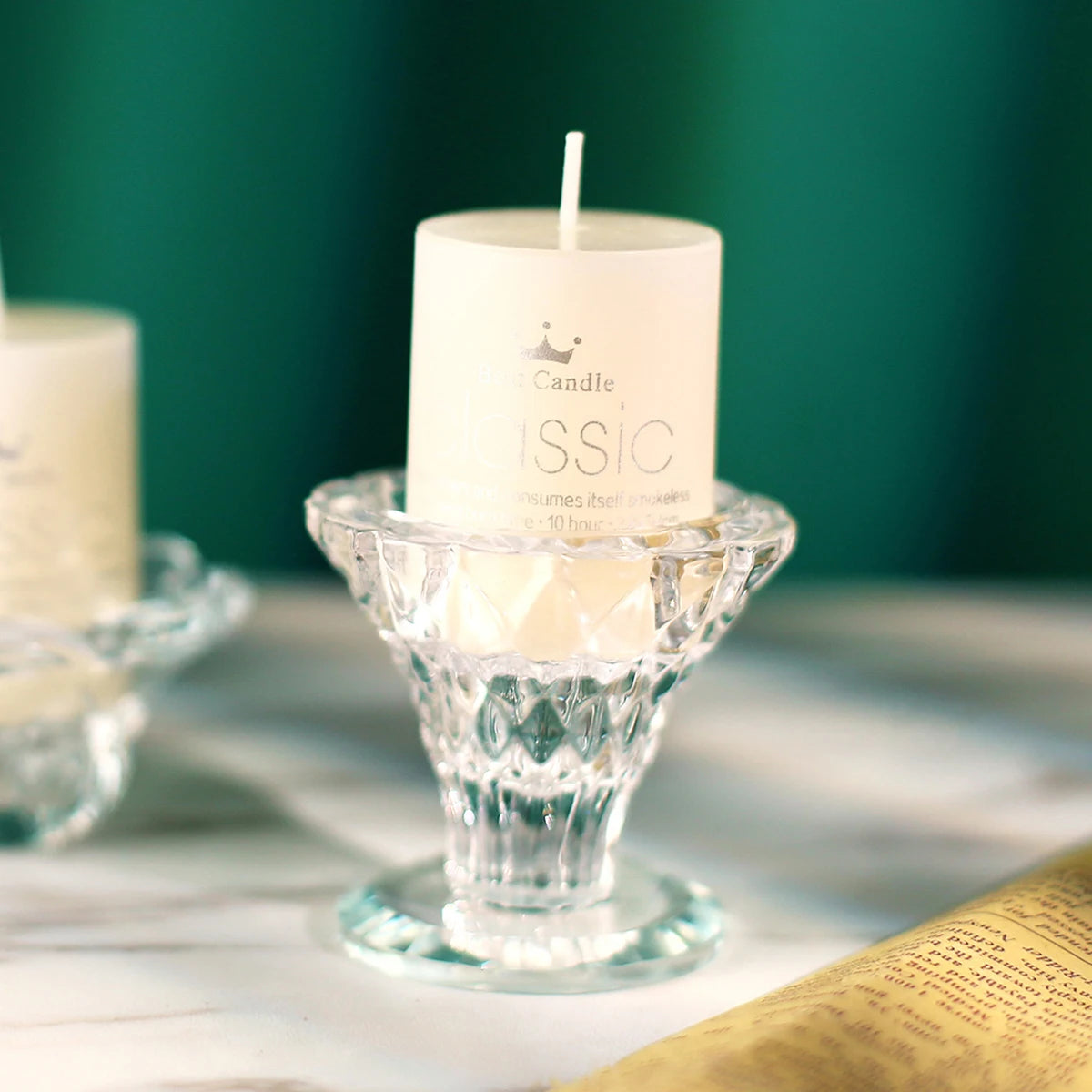 1PC, transparent glass material candlestick, interior decoration candlestick, home life decoration, pure handcrafted art