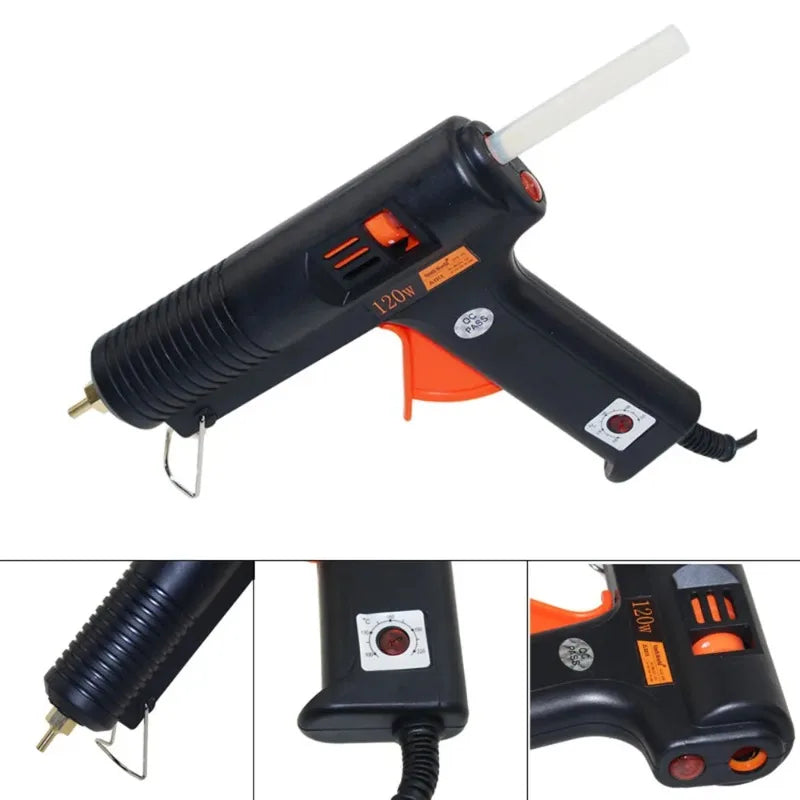 120W 11mm Adhesive Thermo Hot Melt Glue Gun Handy Heater Temperature Control Industrial Thermo Gluegun Repair With Glue Stick