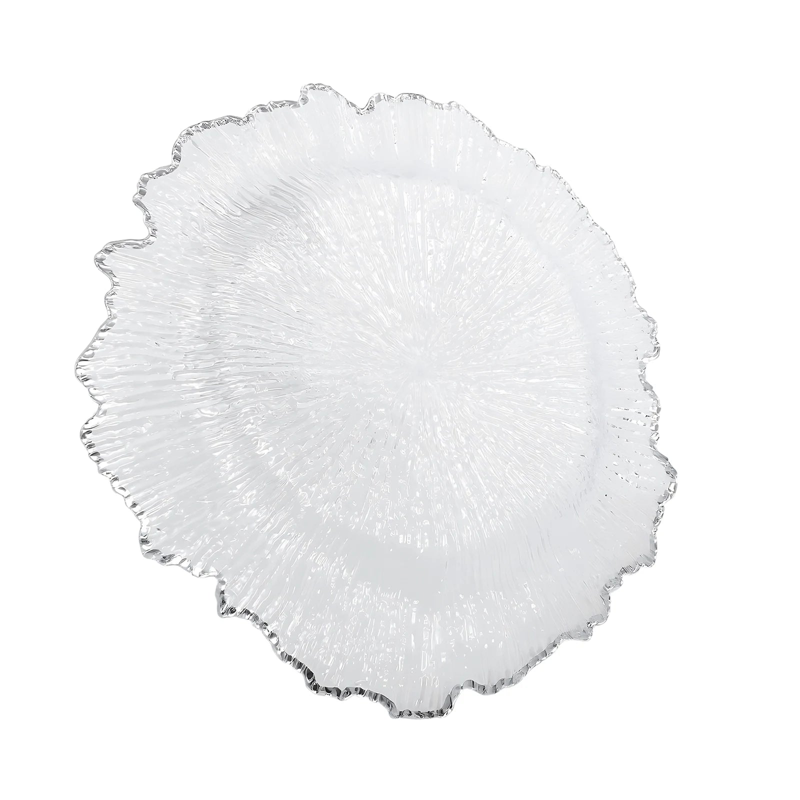 Charger Plate Set of 25 Gold Floral Rim Clear Plastic Serving Charger Plates for Wedding Party Banquet Catering Decoration