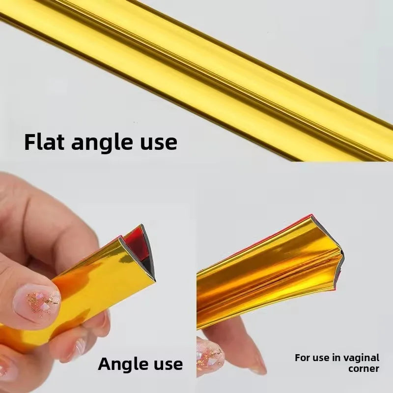 PVC Self-adhesive Decorative Tape Gold Background Wall Inner Corner Decor Strip Furniture Table Edge Anti-collision Bumper Tape
