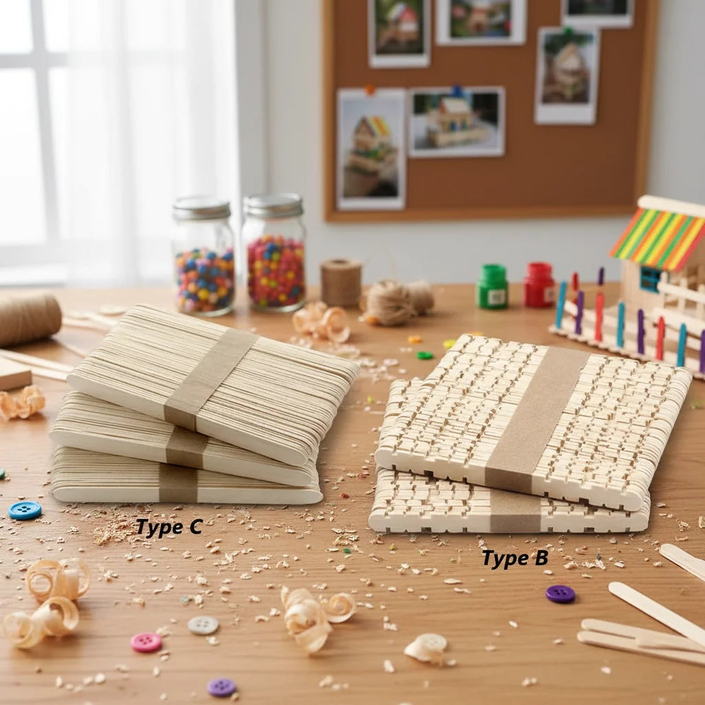Natural Wooden Popsicle Sticks 50 Pcs Set for DIY Craft Ice Cream Lolly Projects