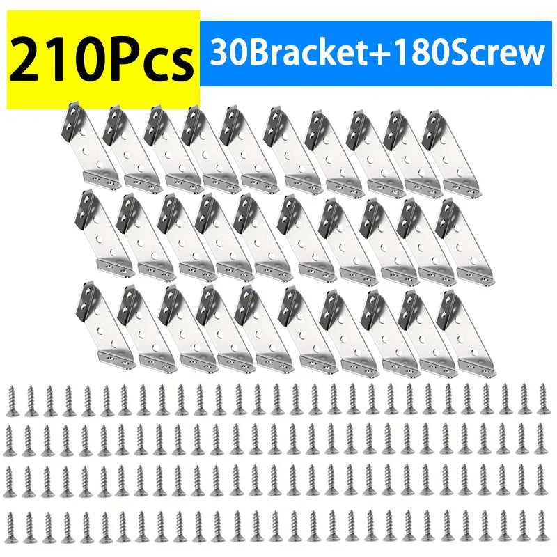 Stainless Steel Corner Brackets with Screws 90° Right Angle for Wood Furniture Shelves Cabinets Corner Connector 1-30PCS
