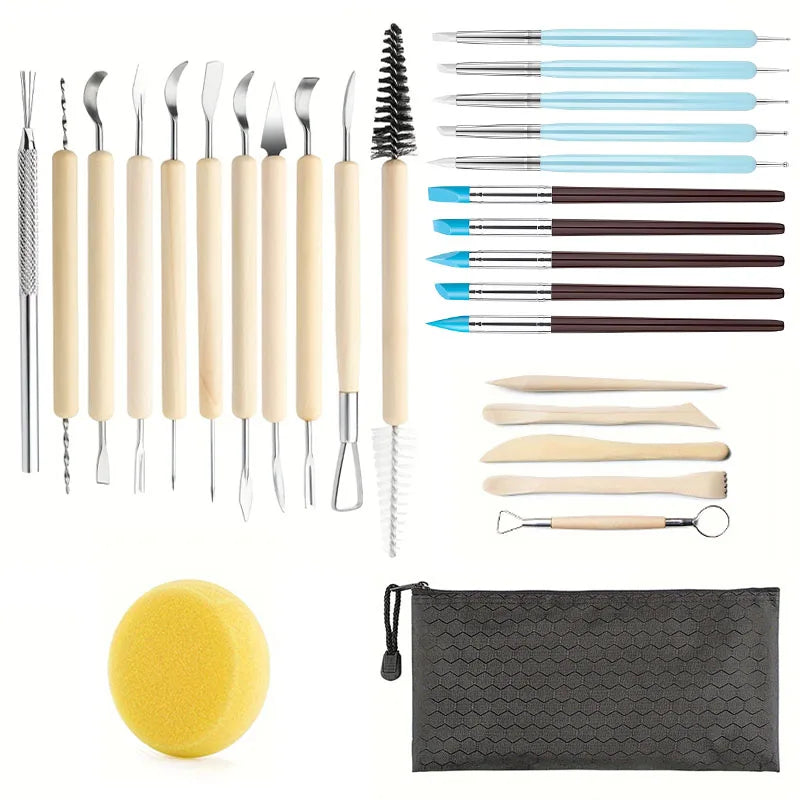 Professional Pottery Clay Sculpting Tools Set 61Pcs Modeling Stick Ceramic Tools Smoothing Wax Carving Ceramic Polymer Art Tools