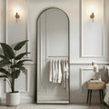 59in Arched Full Length Mirror Standing Floor Mirror Full Body Mirror with Bracket, Aluminum Alloy , Gold