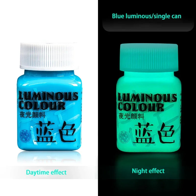 58ML Fluorescent Acrylic Pigment Luminous Pigment Glow in Dark Hand Painted DIY Festival Party Wall Light Absorbing Pigment
