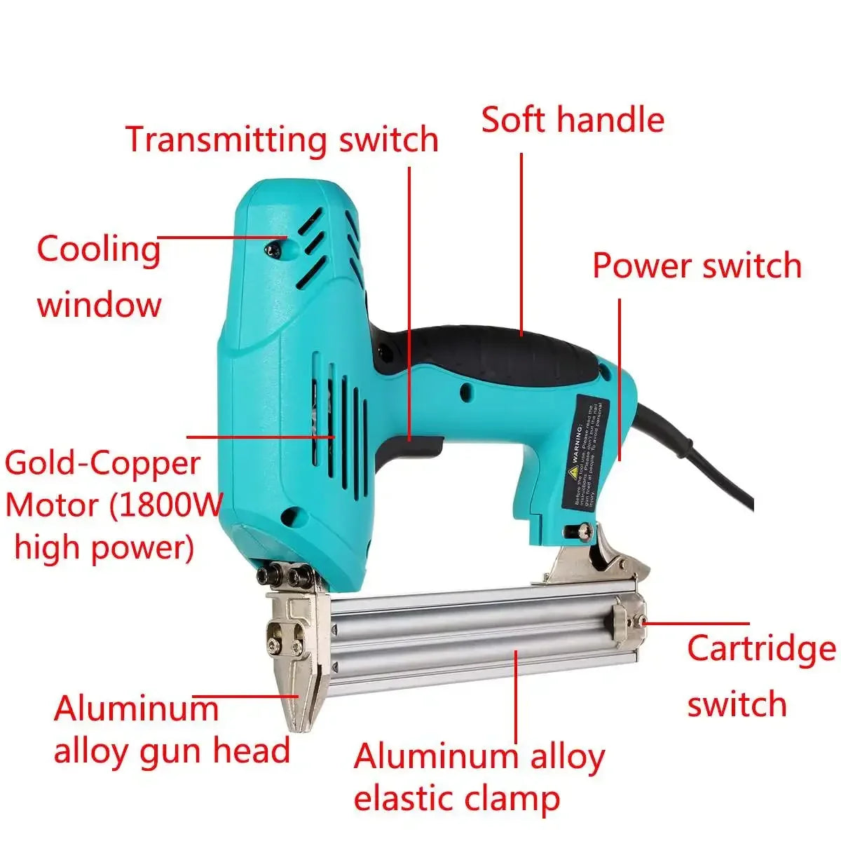 220V 2000W Electric Straight Nail Gun 10-30mm Electrical Staple Nail Guns High Power Heavy-Duty Woodworking Tool