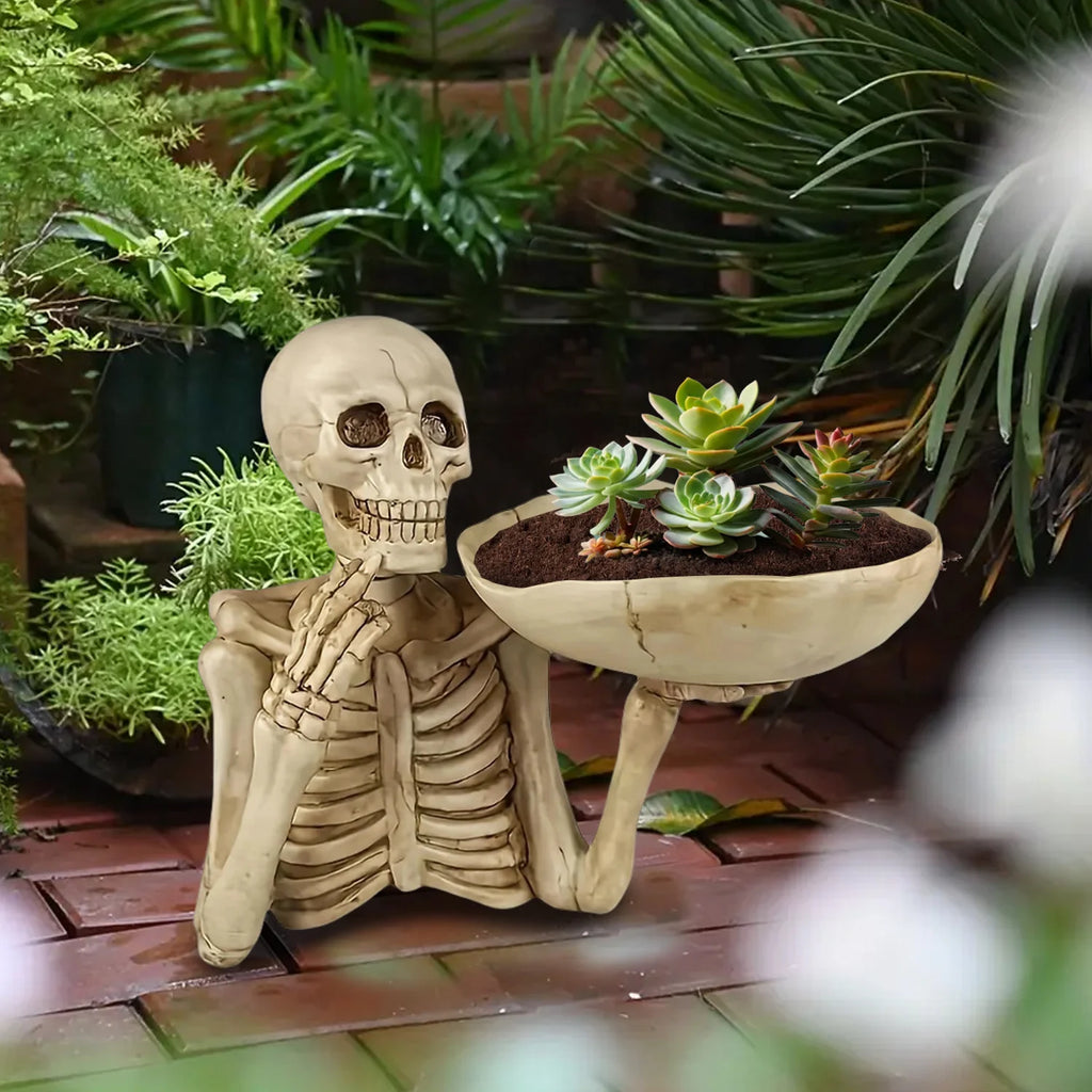 Halloween Candy Bowl resin skeleton tray decoration with bowl. Unique skeleton design suitable for indoor and outdoor decoration