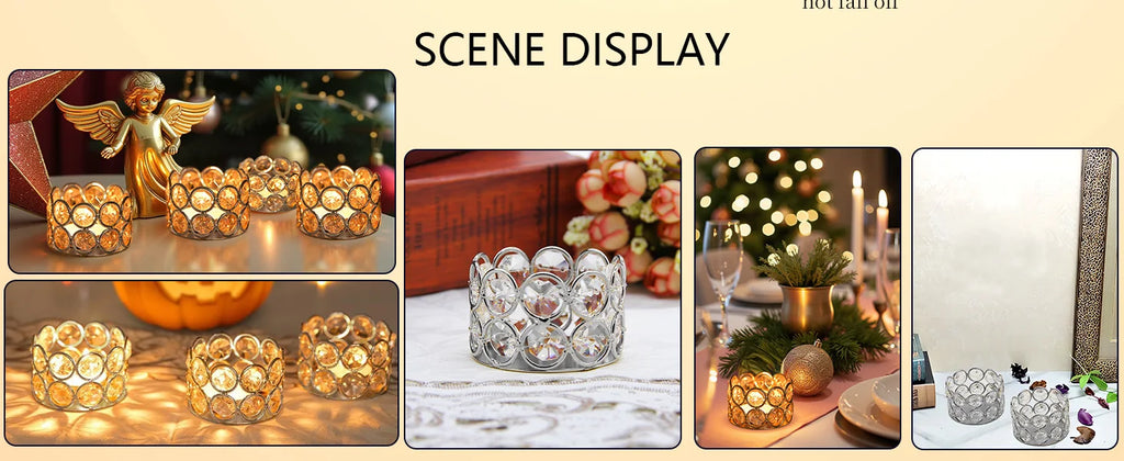 48Pcs Silver Candle Holder Tea Light Candles Holder Crystal Candle for Wedding Party Home Table Decor(candle excluded)