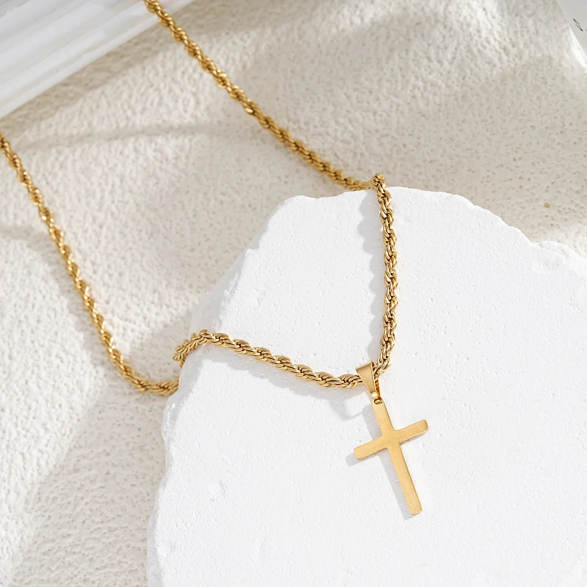LLL New Stainless Steel Cross Pendant Necklace for Men Women Minimalist Gold Color Jewelry Male Female Necklaces Chokers Gifts