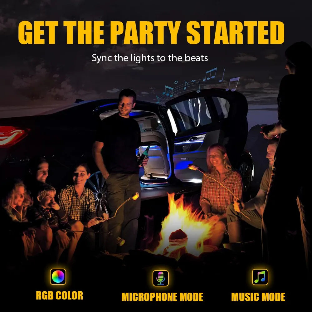 1Set Universal Colorful LED Sunroof Lights RGB Car Roof Panoramic Skylight Ambient Lamp Strips APP Control  LED Light Strip Kit