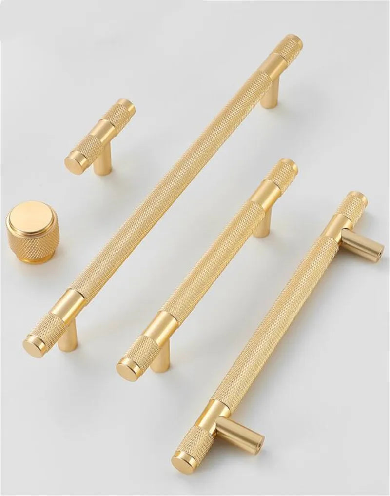KK&FING Gold Knurled Handles For Cabinet And Drawer Aluminum Alloy Wardrobe Handles Kitchen Cabinet Pulls Knurled Drawer Knobs