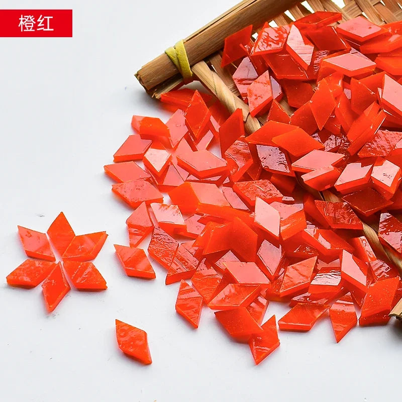 200g Diamond Shape Mosaic Mica Stained Glass Mosaic Tiles Mosaic Making Tiles for Puzzle Art DIY Craft Lamp Table Accessories