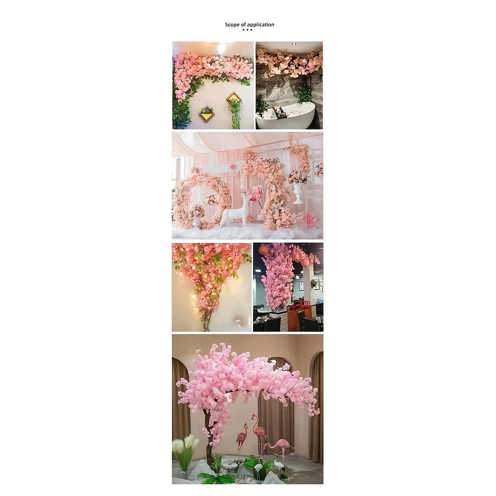 Artificial Cherry Blossom Pink White Cherry Tree Silk Flower Spring Cherry DIY Bonsai Arch Wedding Props Home Decoration